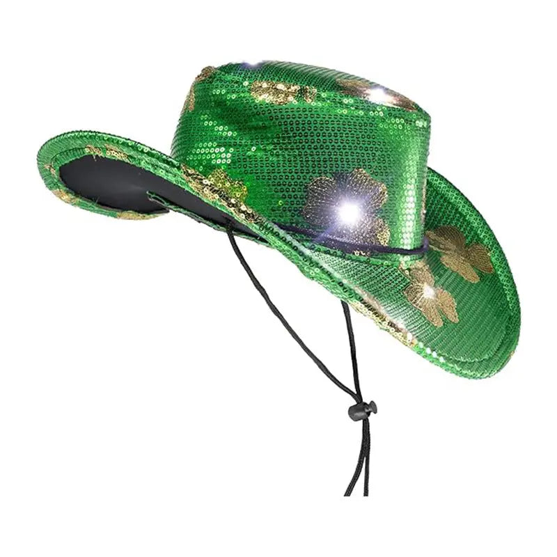 St Patrick's Day Green With Light Cowboy Hat CJ