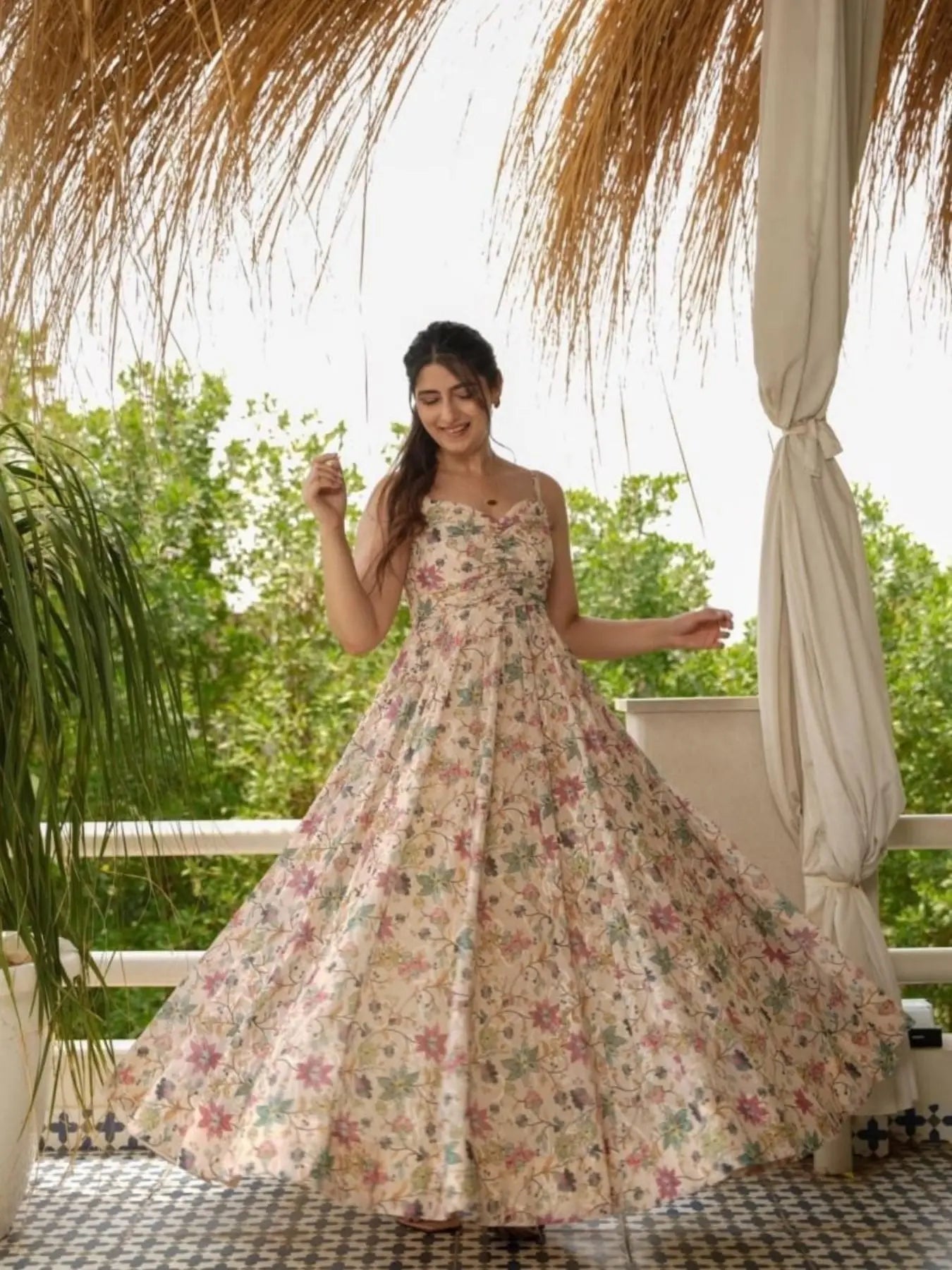 Elegant All Over Print Western Long Gown Bestselling Printed Maxi Dress RE
