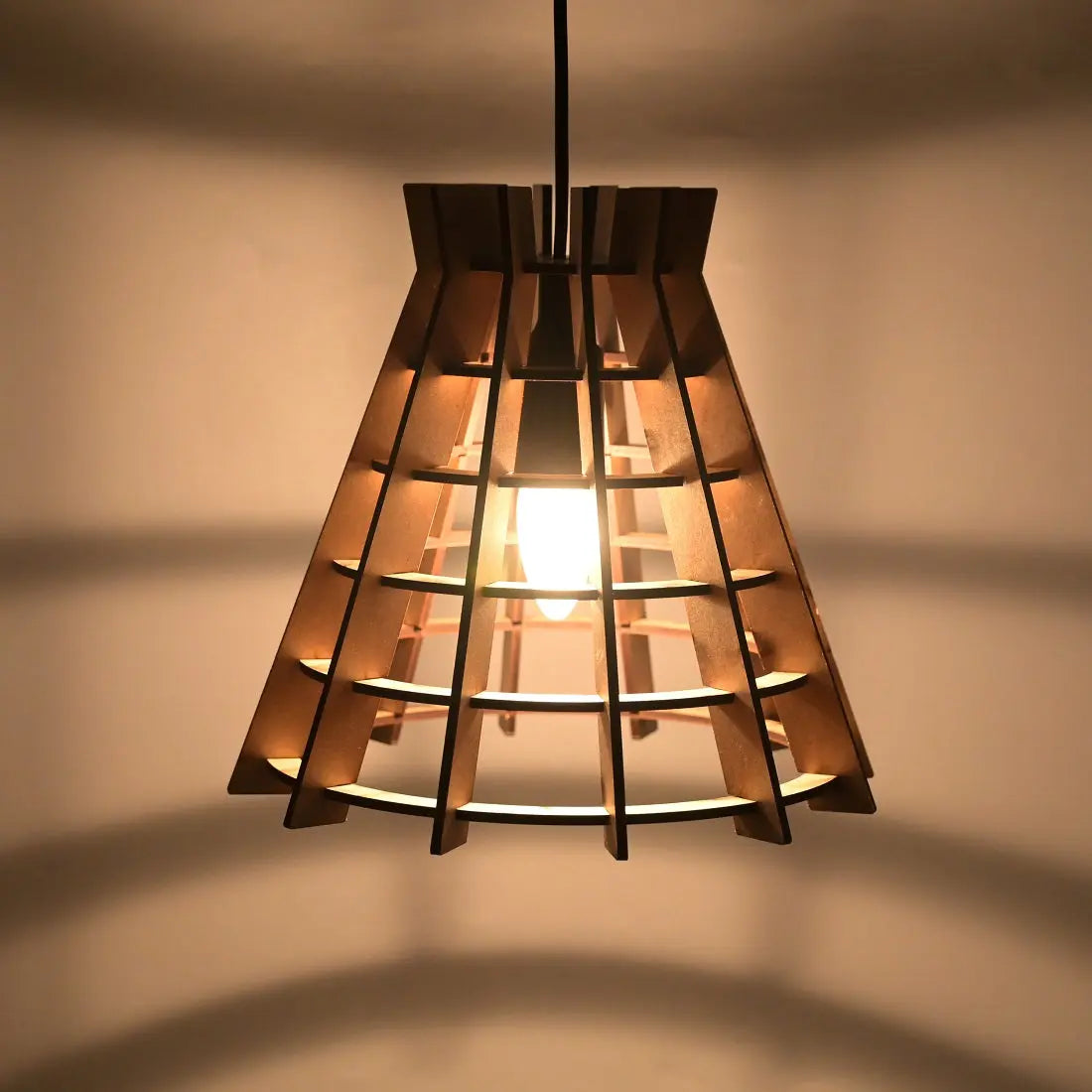 Handcrafted Wooden Pendant Lamp – Rustic Wooden Ceiling Light for Home Décor, Dining Room, and Living Space (Chandelier Style) Attractive Sister