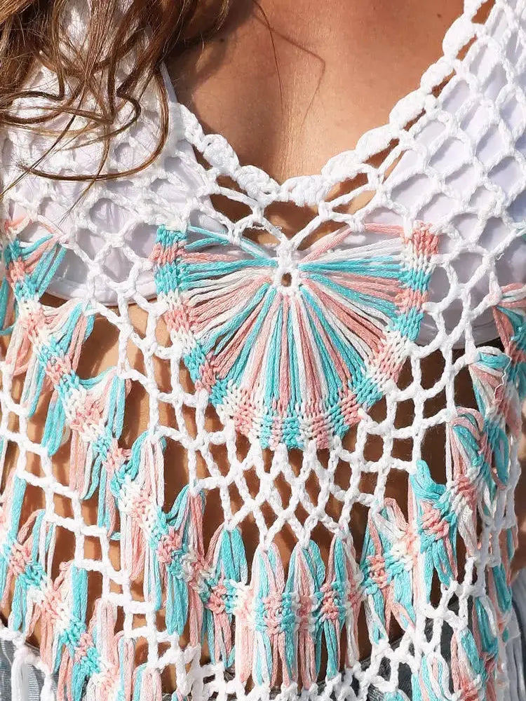 Beach Crochet Fringed Swimsuit Cover-up CJ