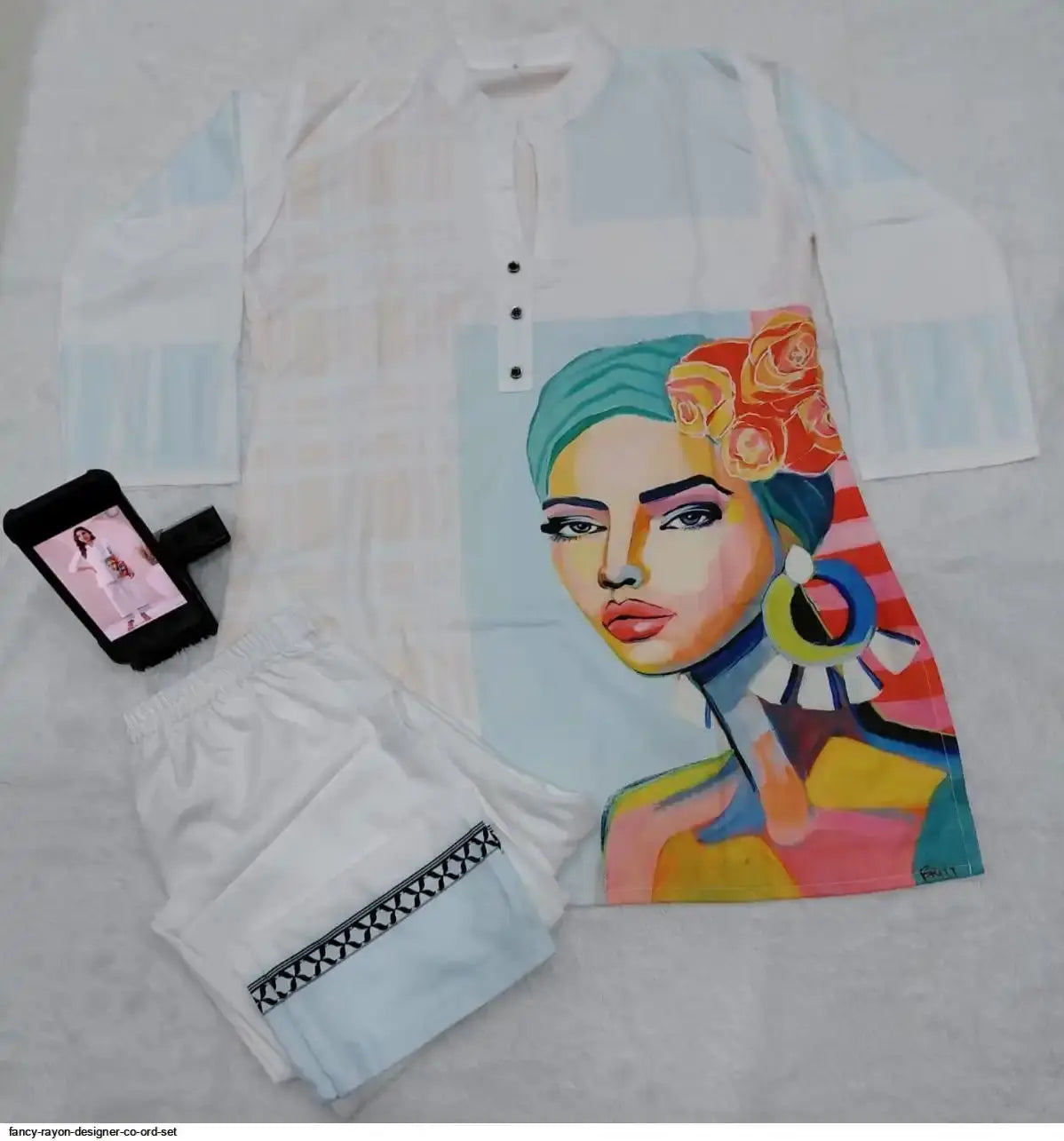 African Woman Art Print Co-ord Set for Women Stylish Poly Rayon 2pc Outfit Trendy & Comfortable Wholesale Prices RE