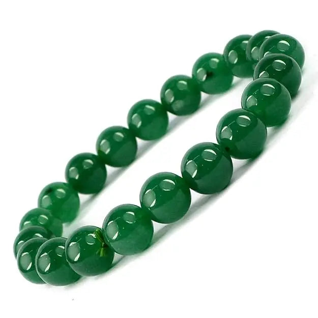 HANDMADEAURA Bracelet, Reiki Natural Green Aventurine Bracelet 8 mm, Round Bead Bracelet for Wealth Protection, Genuine Gemstone Beads for Calming, Stress Relief & Spiritual Healing - Natural HANDMADEAURA