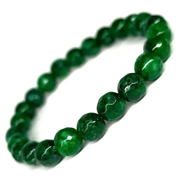 HANDMADEAURA Bracelet, Reiki Natural Green Jade Bracelet 8 mm, Round Bead Bracelet for Wealth Protection, Genuine Gemstone Beads for Calming, Stress Relief & Spiritual Healing - Natural HANDMADEAURA