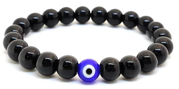 HANDMADEAURA Bracelet, Reiki Natural Black Tourmaline Bracelet 8 mm, Round Bead Bracelet for Wealth Protection, Genuine Gemstone Beads for Calming, Stress Relief & Spiritual Healing - Natural HANDMADEAURA