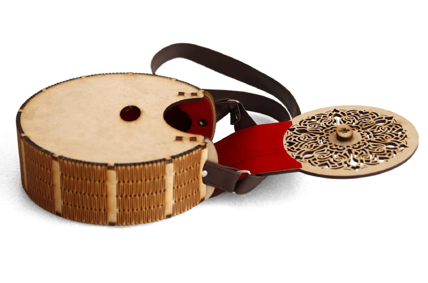 "Exquisite Handcrafted Circular Wooden Handbag with Intricate Floral Design – Perfect Rakhi Festival Gift" Attractive Sister