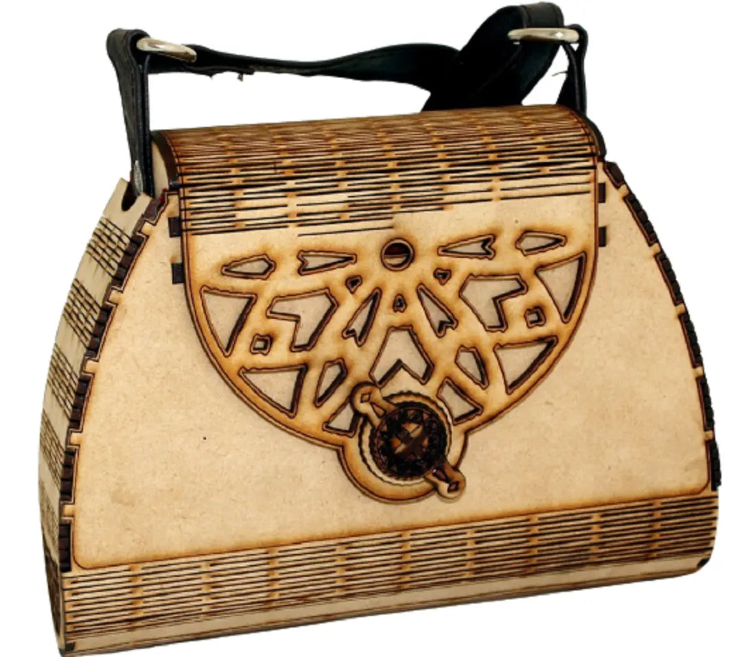 Eco-Friendly Wooden Clutch with Leather Strap Attractive Sister