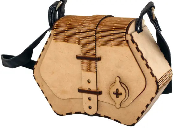 Artisan Wooden Geometric Handbag with Adjustable Strap Attractive Sister