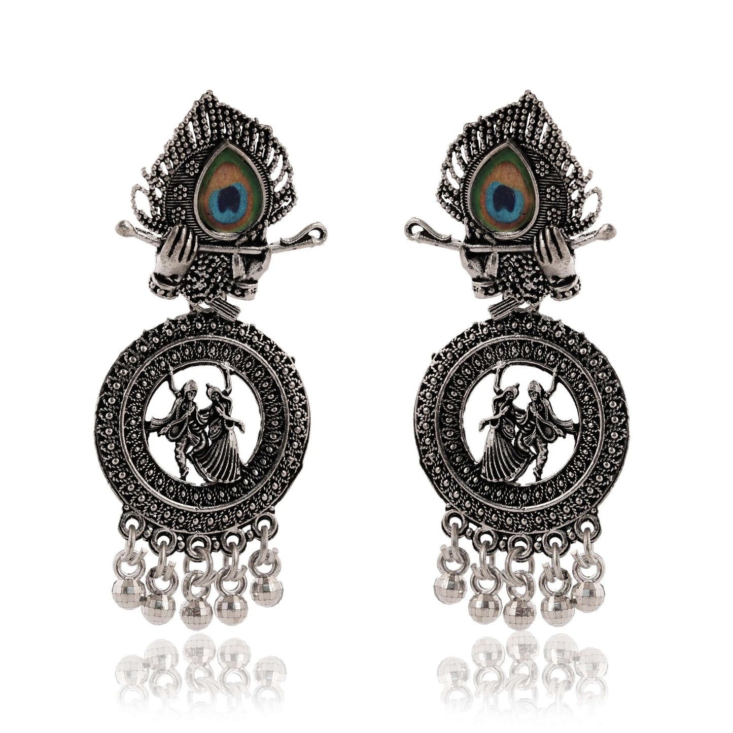 Handmade Traditional Jhumki with Moon and Flower Motif Chandbali Design Ethnic Jhumki Earrings for Women and Girls-4 Attractive Sister