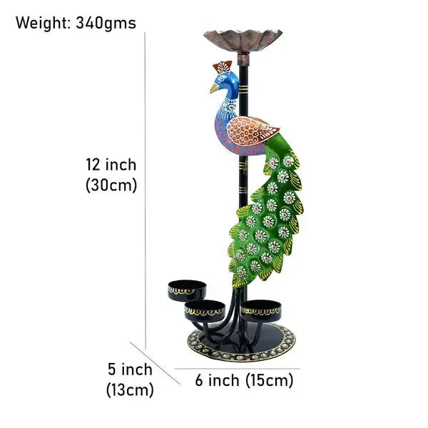Vibrant Multicolor Metal Peacock T-Light Candle Holder – Unique Decorative Lantern for Home Décor Attractive Sister
