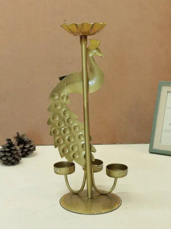 Vibrant Multicolor Metal Peacock T-Light Candle Holder – Unique Decorative Lantern for Home Décor Attractive Sister