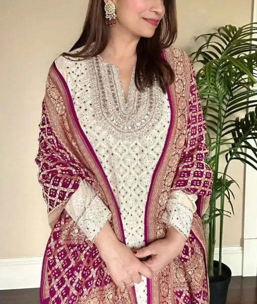 Premium Georgette Palazzo Suit with Digital Print Dupatta at Wholesale Rate RE