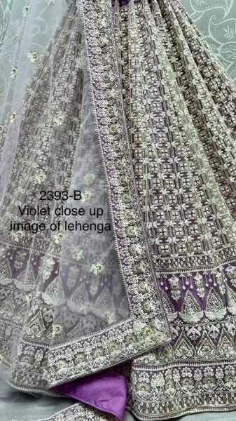 Purple Bridal Lehenga Choli with Heavy Net Sequins Work for Designer Wedding Outfit RE