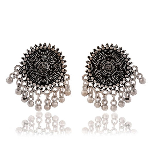 Women's Traditional Silver Oxidised Chandbali Ethnic Design Jhumka/Jhumki Earrings for Women-31 Attractive Sister