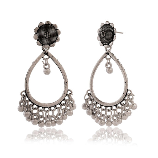 Women's Traditional Silver Oxidised Chandbali Ethnic Design Jhumka/Jhumki Earrings for Women-33 Attractive Sister