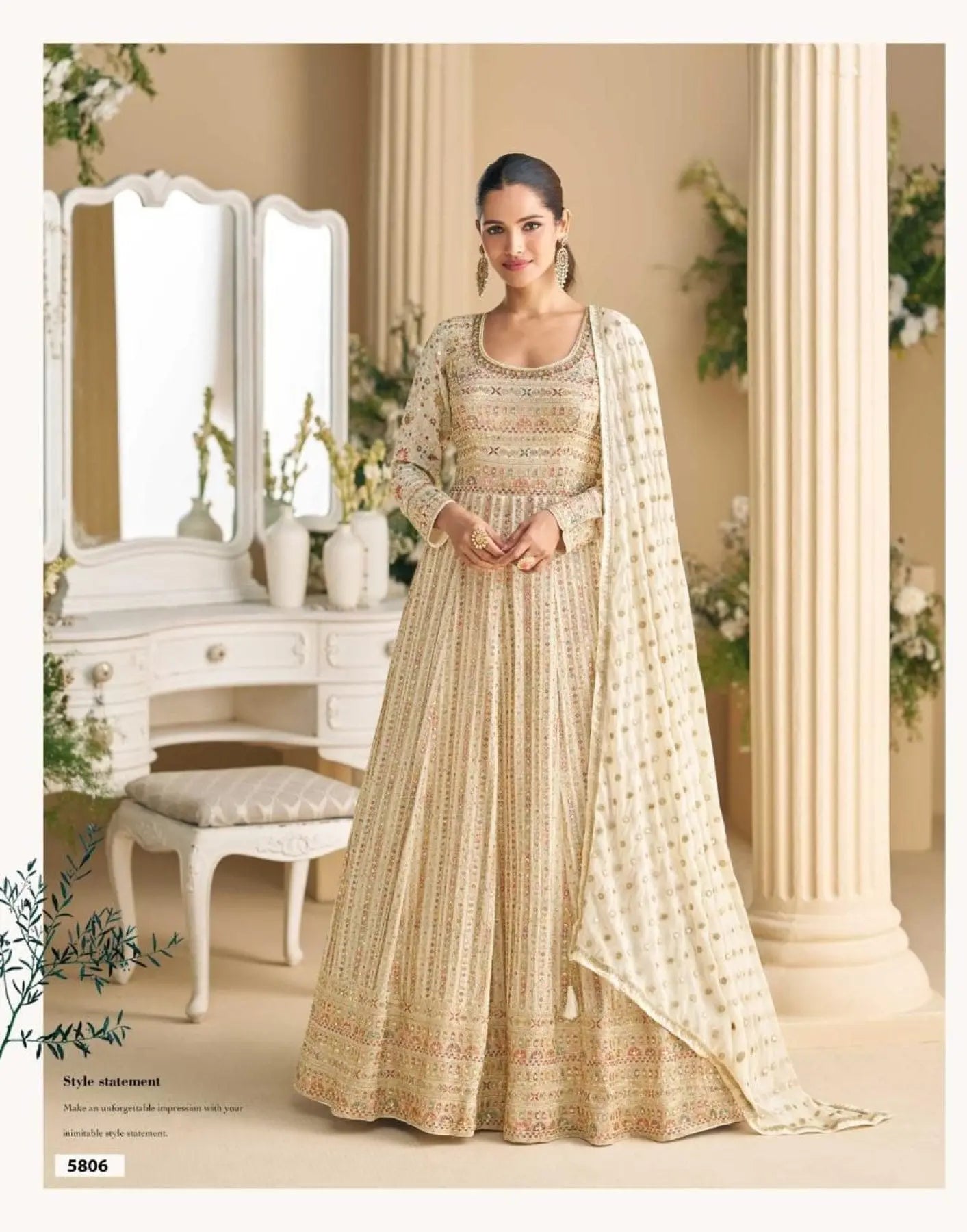 Sayuri Parampara Free Size Stitched Georgette Gown Premium Partywear 3 Piece Set RE