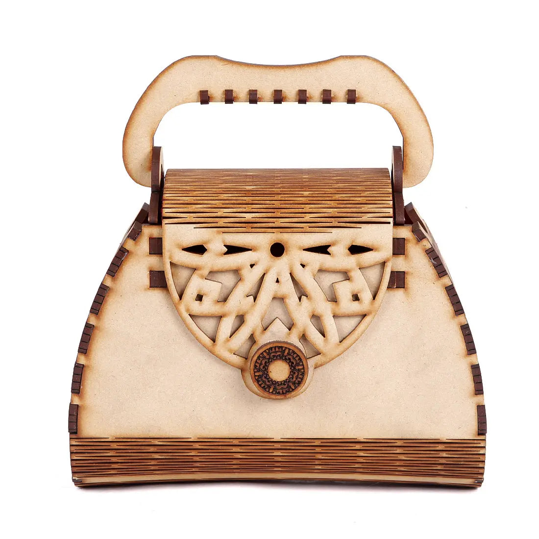 Women's Handcrafted Wooden Light Weight Unique Purse Handbag Attractive Sister