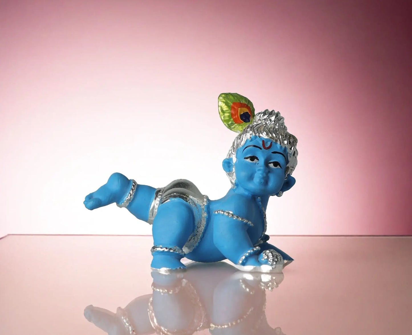 "Handcrafted Baby Krishna Idol with Silver Accents - Divine Décor" Attractive Sister