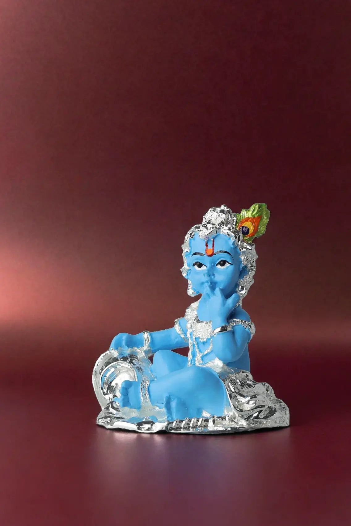 "Handcrafted Baby Krishna Idol with Silver Accents - Divine Décor" Attractive Sister