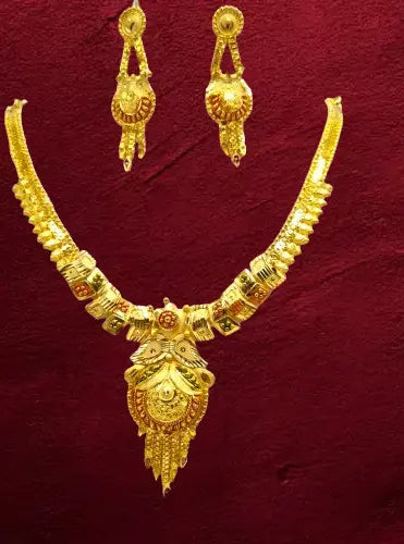 Luxury Defined: Handmade 22K Gold-Plated Necklace Set with Intricate Design Attractive Sister
