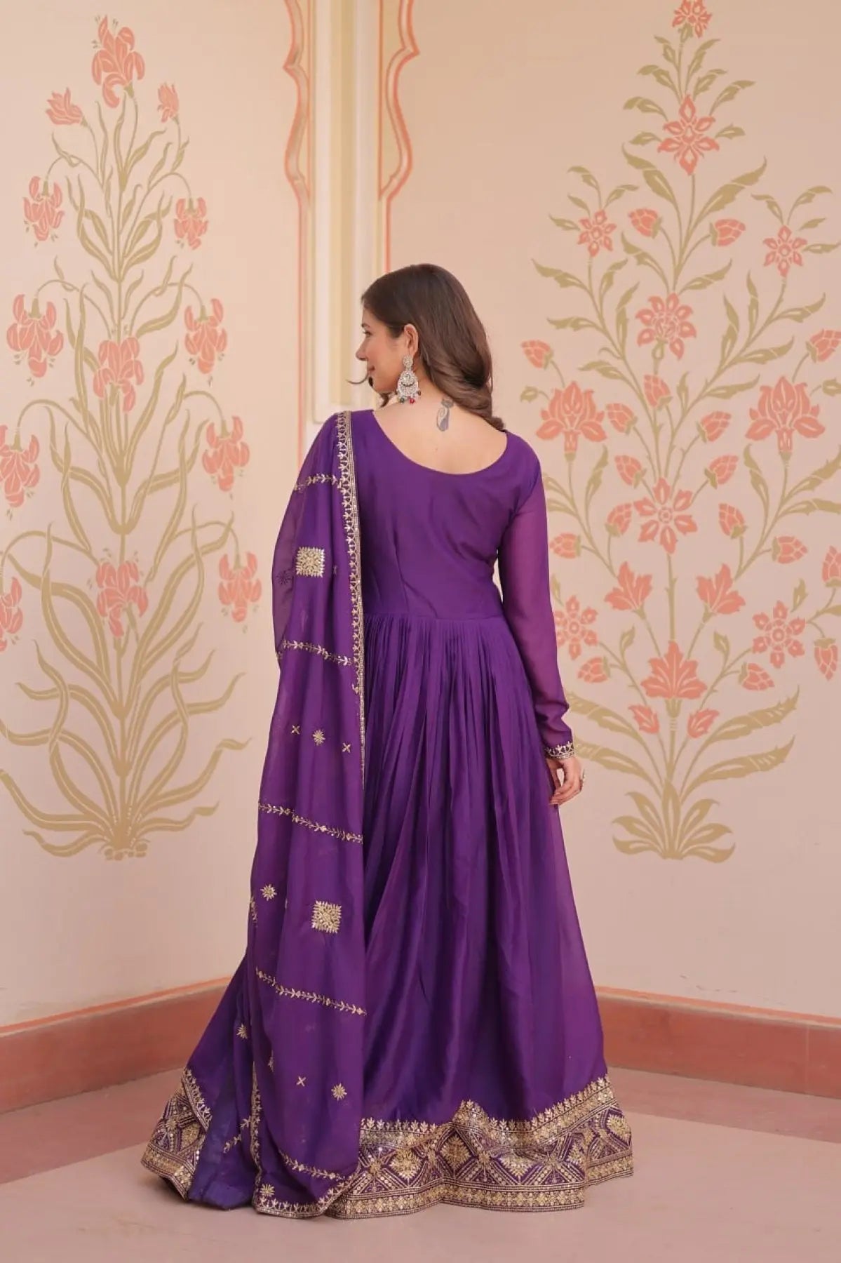 Readymade Georgette Gown with Dupatta Perfect for Diwali Outfit RE