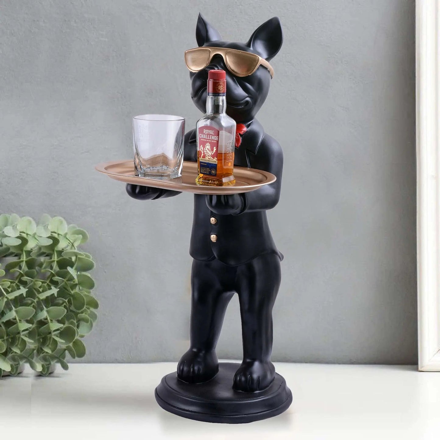 M/S PREM CRAFTS Cool Dog Showpiece with Plate for Home Dcor Item | Kitchen,Bedroom,Office,Dinning Table Decorative Item -08 M/S PREM CRAFTS