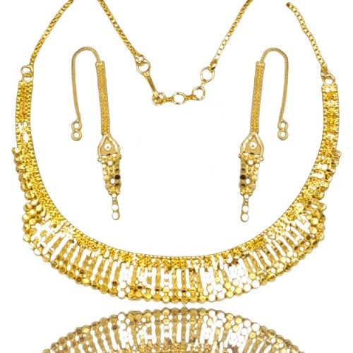 Handmade Gold Plated Choker Necklace Set | Adjustable Bridal Jewelry with Earrings and Kanchain | Lightweight Indian Jewelry with Gift Box - Attractive Sister
