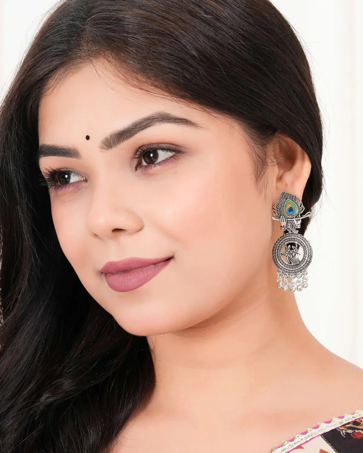 latest Silver plated oxidised Radha Krishna earrings & Silver Beads Ethnic Jhumka/Jhumki Attractive Sister