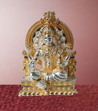 Gold and Silver Plated Maa Laxmi Ji Statue - 165g, 3.75" x 1.75" x 2.25" - Prosperity Idol