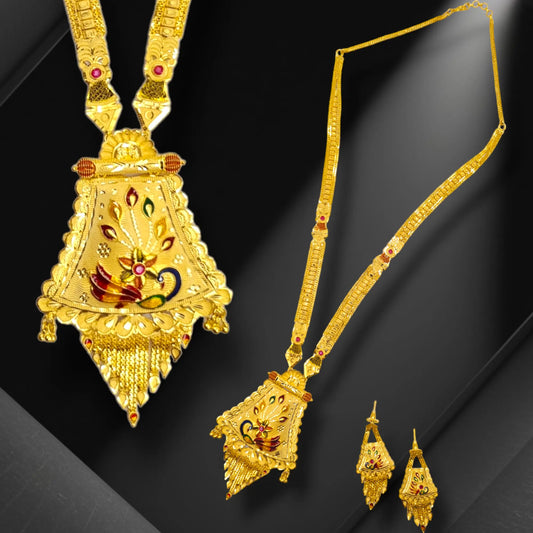 Gold-Plated Peacock Necklace Set with Earrings for Women - Attractive Sister