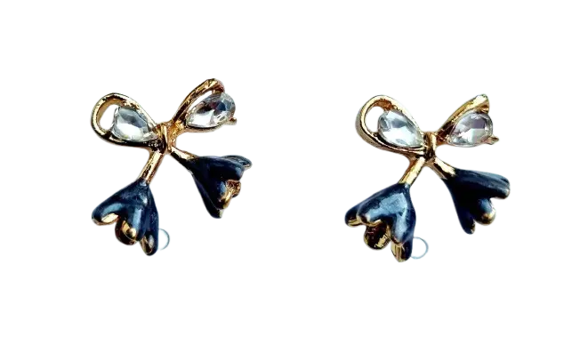 Bow Earrings with Rhinestones Attractive Sister