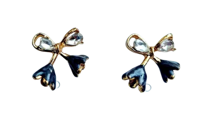 Bow Earrings with Rhinestones Attractive Sister
