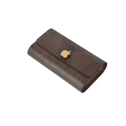 Women's Wooden Clutch Purse with Apple Inlay