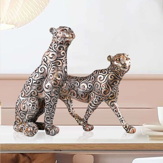 M/S PREM CRAFTS  Panther Animal Showpiece Antique Sculpture for Home Decor Showpiece Figurine (Set Of 2) M/S PREM CRAFTS