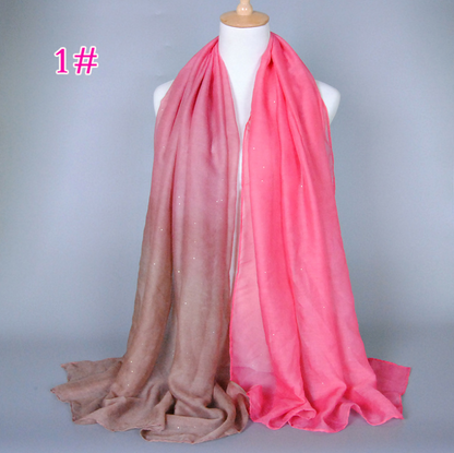 New cotton and linen Balinese women's scarf Classic hot stamping gradient autumn and winter women's scarf