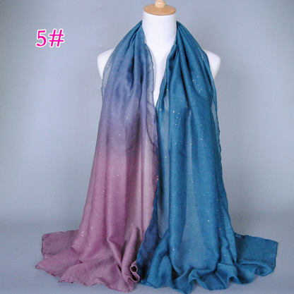 New cotton and linen Balinese women's scarf Classic hot stamping gradient autumn and winter women's scarf