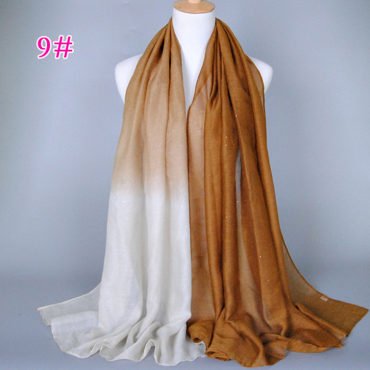 New cotton and linen Balinese women's scarf Classic hot stamping gradient autumn and winter women's scarf