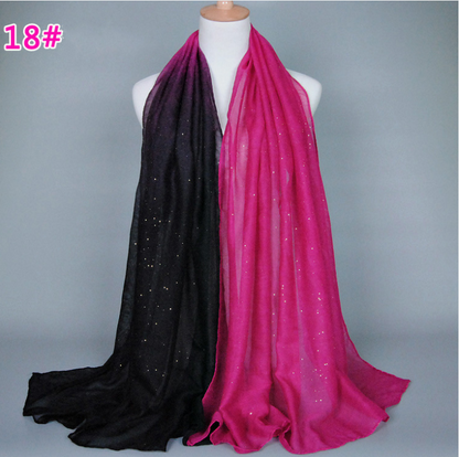 New cotton and linen Balinese women's scarf Classic hot stamping gradient autumn and winter women's scarf