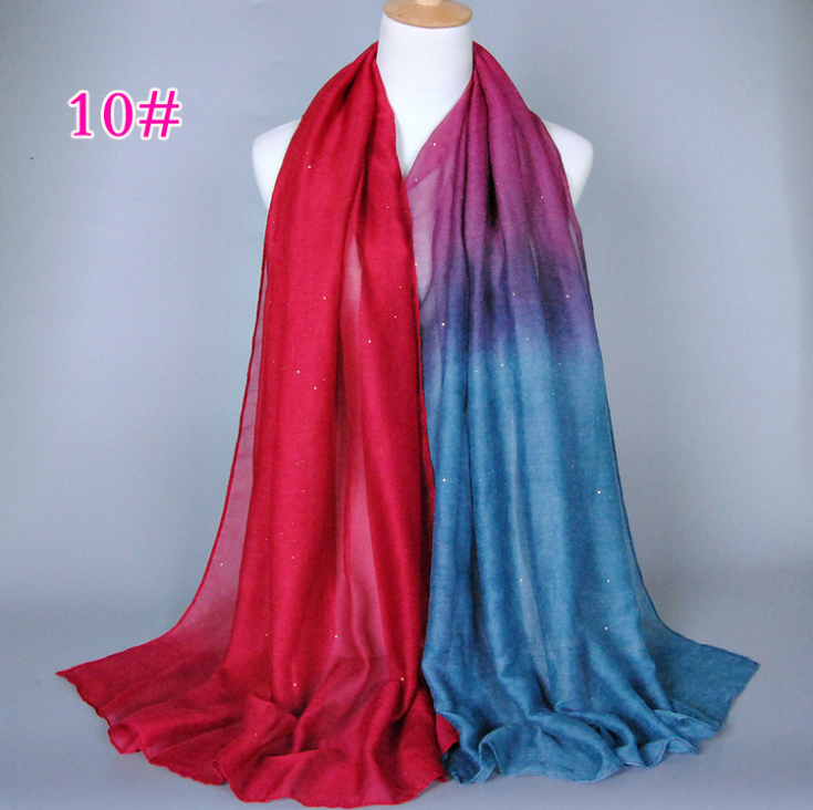 New cotton and linen Balinese women's scarf Classic hot stamping gradient autumn and winter women's scarf