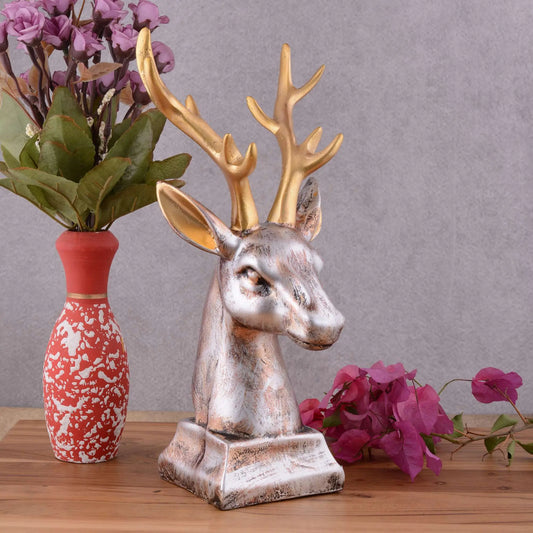 M/S PREM CRAFTS  Resin Deer Head Showpiece Animal Figurine for Table Top Good Luck Vaastu Statue -01 M/S PREM CRAFTS