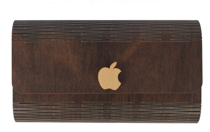 Women's Wooden Clutch Purse with Apple Inlay