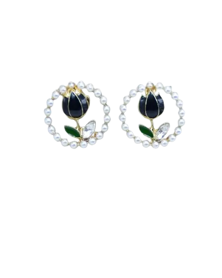 Elegant Pearl Flower Earrings Attractive Sister