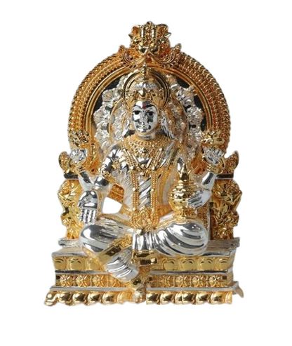 Gold and Silver Plated Maa Laxmi Ji Statue - 165g, 3.75" x 1.75" x 2.25" - Prosperity Idol