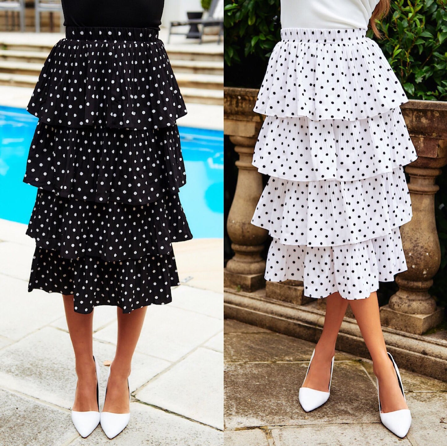 Polka Dot Folded Cake Skirt