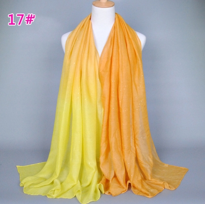 New cotton and linen Balinese women's scarf Classic hot stamping gradient autumn and winter women's scarf