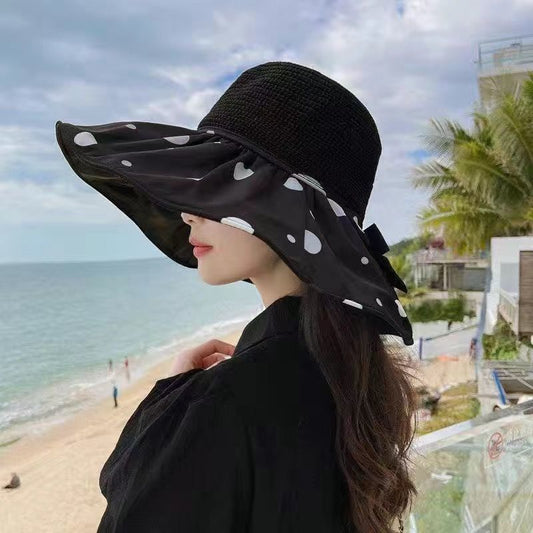 Women's Fashion Black Rubber Hollow Sunshade Fisherman's Hat