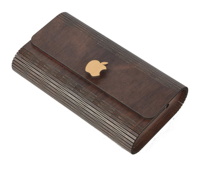 Women's Wooden Clutch Purse with Apple Inlay