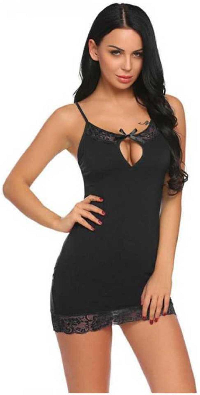 Lace Trim Babydoll Nightdress - Sexy Nightwear in Red, Black, and Blue for Intimate Moments