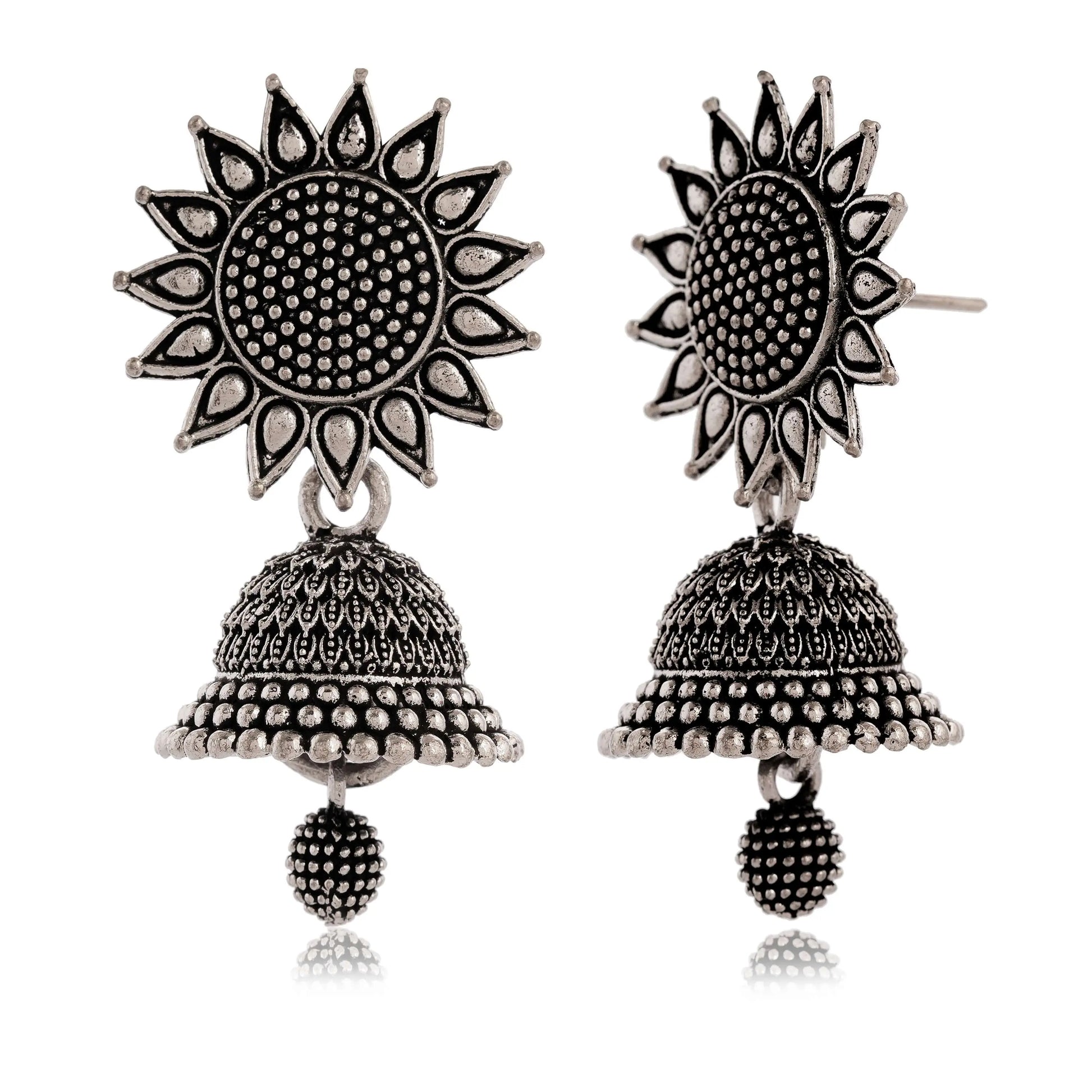 Earrings For Women Oxidised jewellery F1F-Oxidised Traditional Radha Krishna | Silver Beads Ethnic Jhumka/Jhumki-39 Attractive Sister