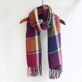 The Winter Scarf Cashmere Scarf fringed shawl collar ladies Plaid long scarf one generation