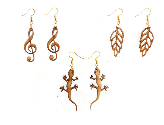 Handcrafted Wooden Earrings Set - 4 Pairs of Unique and Playful Designs